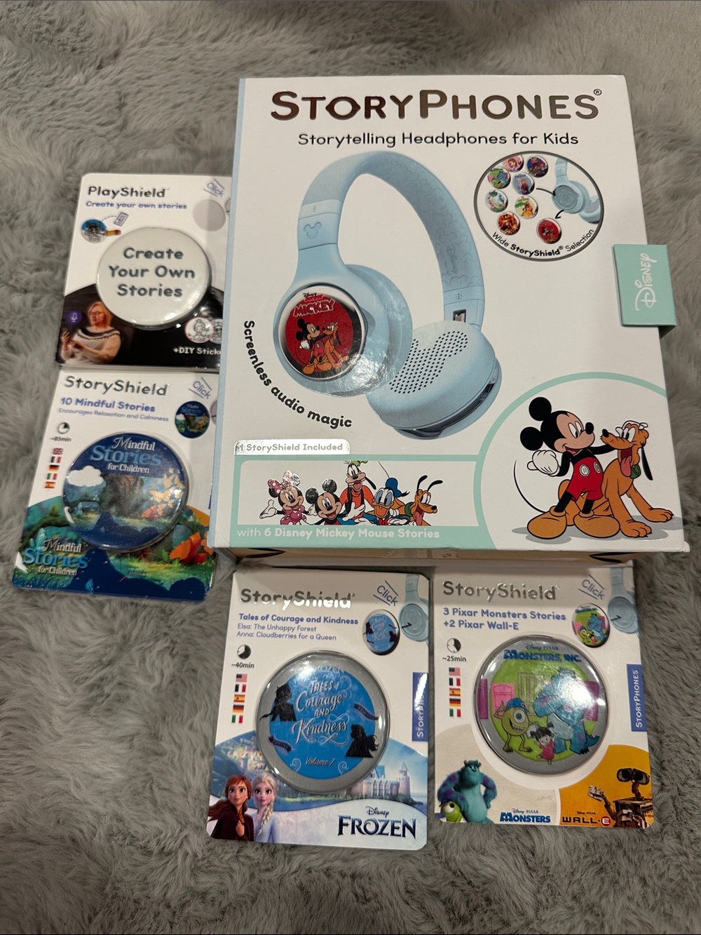 StoryPhones Kids Headphones in Light Blue with Disney Mickey Stories